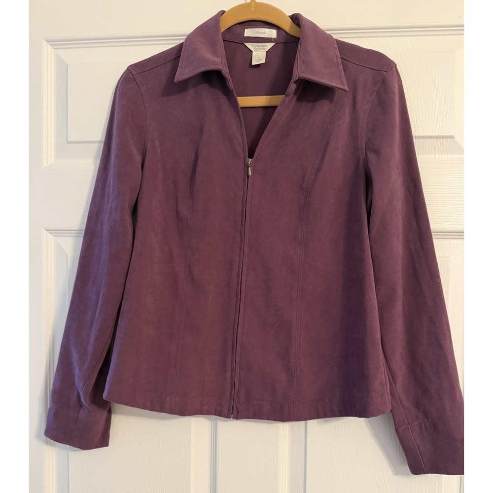 Christopher & Banks Purple Faux Suede Full Zip Shirt Jacket‎ Shacket Size S